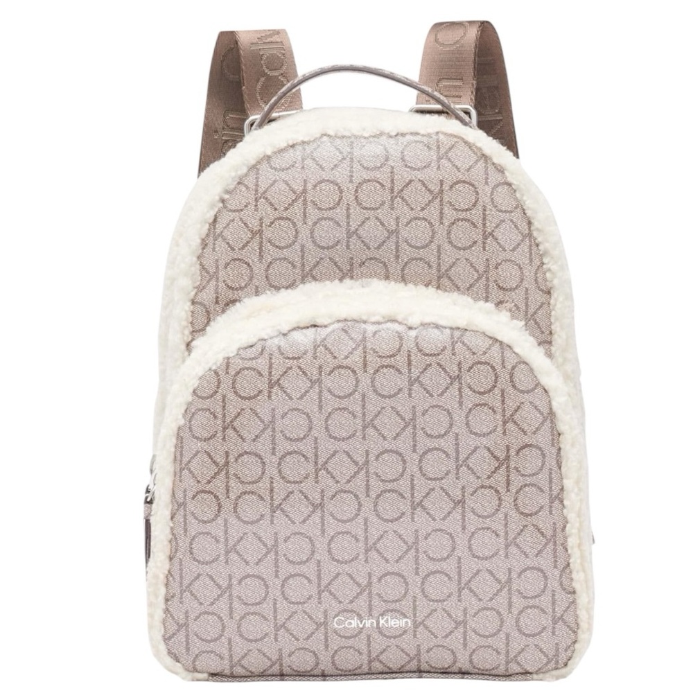 Calvin Klein Sherpa Backpack 🤍 Monogram CK Logo & Multiple Pockets 🎒